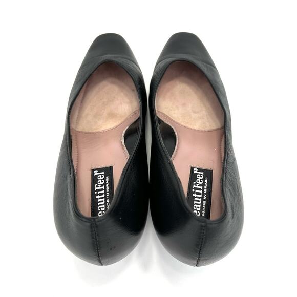 BeautiFeel Kitten Heel Pump Size 7.5 Black Leather Cushioned Antislip Almond Toe - Picture 12 of 16
